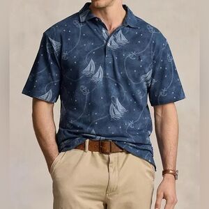 NEW Big & Tall Mens POLO RALPH LAUREN Nautical Short Sleeve Polo Shirt Blue $138